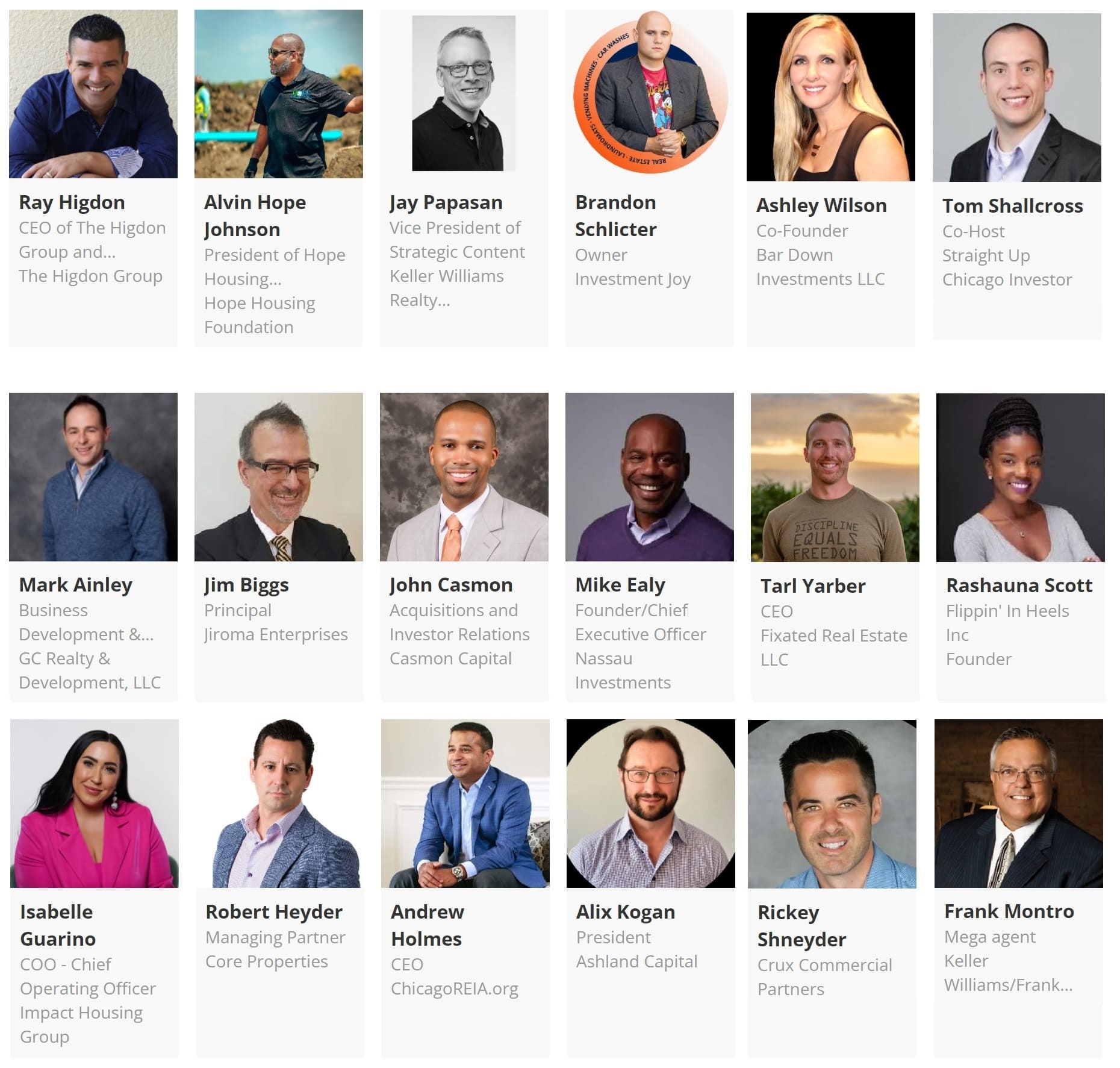 Midwest Real Estate Networking Summit Speakers